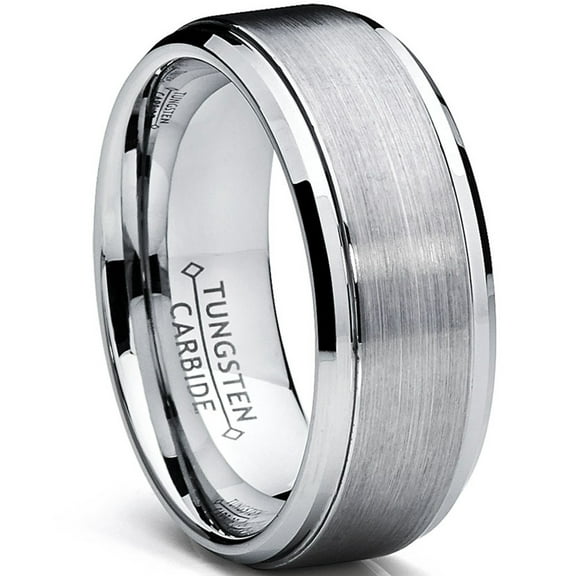 Metal Masters Mens Tungsten Ring Wedding Band Raised Brushed Finish 9mm