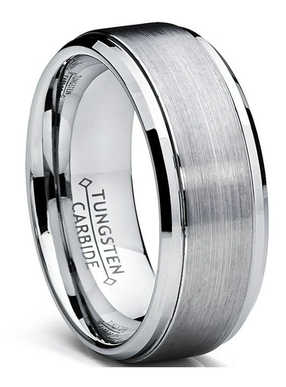 Metal Masters Men's Tungsten Ring Wedding Band Raised Brushed Finish 9MM Size 11