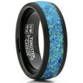 thumbnail image 1 of Metal Masters Mens Tungsten Wedding Band Engagement Ring Crushed Opal Inlay Black 8mm, 1 of 6