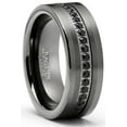 thumbnail image 1 of Metal Masters Mens Tungsten Wedding Band Eternity Ring Gunmetal Cubic Zirconia Comfort-Fit 8mm, 1 of 6