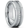 thumbnail image 1 of Metal Masters Mens Tungsten Wedding Band Ring Cubic Zirconia Inlay 8mm Silvertone 12, 1 of 6