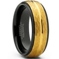 thumbnail image 1 of Metal Masters Mens Two-Tone Black Goldtone Hammered Brushed Tungsten Wedding Ring 8mm Comfort-Fit Band 11.5, 1 of 6