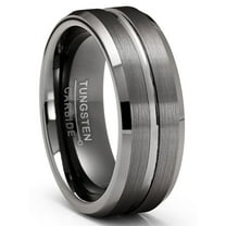 Metal Masters Mens Tungsten Carbide Ring Gunmetal Wedding Band Grooved Ring 8mm Comfort-Fit