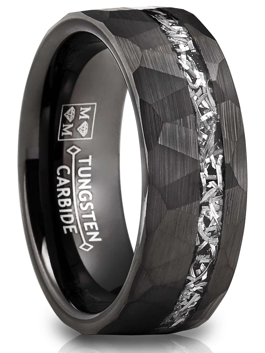 Metal Masters Mens Tungsten Carbide Ring Hammered Meteorite Wedding