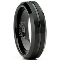 Metal Masters Mens Tungsten Wedding Band Black Ring Grooved Center 6mm