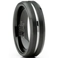 thumbnail image 1 of Metal Masters Mens Tungsten Wedding Band Black Ring Silver Two-Tone Grooved Center 6mm, 1 of 5
