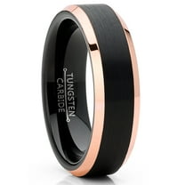 Metal Masters Mens Tungsten Wedding Band Ring Black Rose Goldtone Edges 4mm