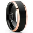 thumbnail image 1 of Metal Masters Mens Tungsten Wedding Band Ring Black Rose Goldtone Edges 8mm, 1 of 5