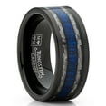 thumbnail image 1 of Metal Masters Mens Tungsten Wedding Band Ring Carbon Fiber Blue Wood Inlay 9mm Comfort-Fit 14.5, 1 of 5