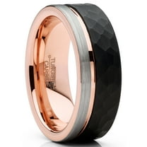 Metal Masters Mens Tungsten Wedding Band Ring Tri-Color Groove Rose Goldtone Comfort-fit 8mm