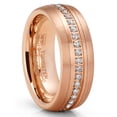 thumbnail image 1 of Metal Masters Mens Rose Goldtone Eternity Tungsten Carbide Ring Dome Wedding Band Cz 8mm, 1 of 7