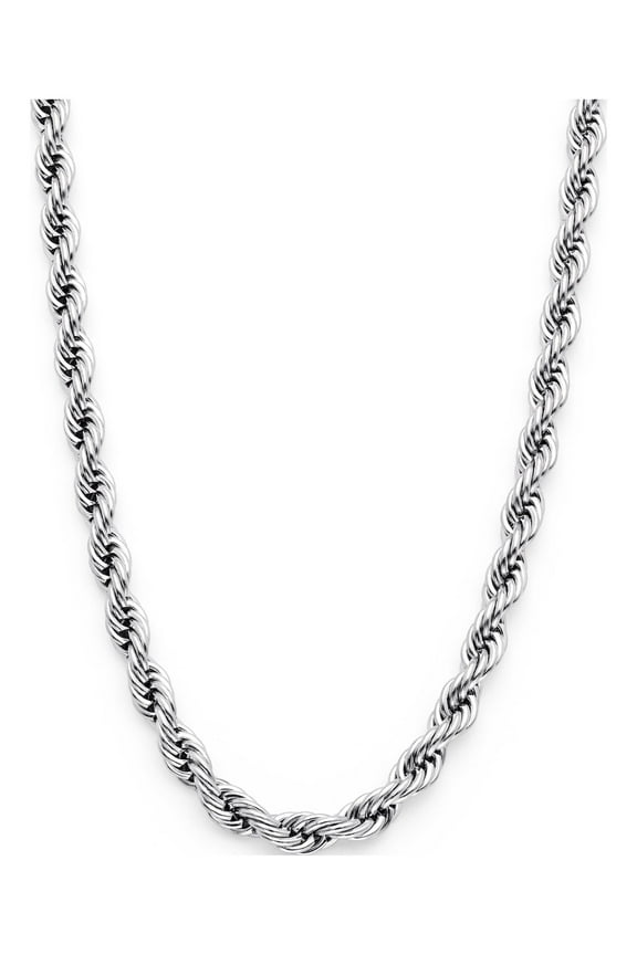 Stainless Steel Mens Rope Chain Necklace 4mm 24