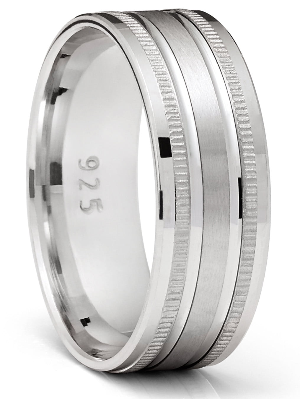 925 Sterling Silver 10mm Flat Shape (Comfort Fit) Extra Heavy Weight Wedding Ring