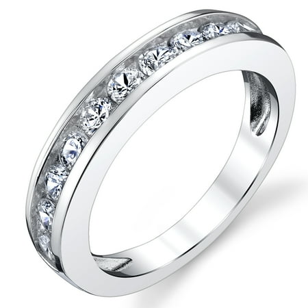 Metal Masters Sterling Silver Mens Wedding Band Engagement Ring Round-Cut Cubic Zirconia 4mm