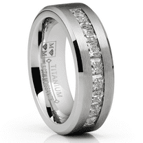 Metal Masters Mens 1.5 Carats Moissanite Wedding Band Engagement Ring 9 large Princess-Cut 8MM