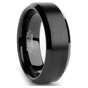 Metal Masters Tungsten Carbide Black Men's Unisex Tungsten Carbide Wedding Band Ring 8MM Size 9.5
