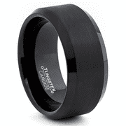 Metal Masters Tungsten Carbide Black Mens Wide Tungsten Carbide Band Ring 10mm Comfort-Fit
