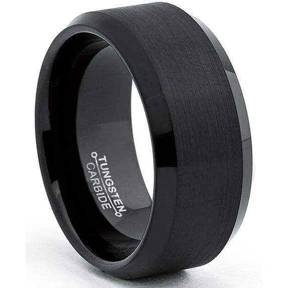 Metal Masters Tungsten Carbide Black Mens Wide Tungsten Carbide Band Ring 10mm Comfort-Fit