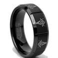 thumbnail image 1 of Metal Masters Tungsten Carbide Mens Black Laser Etched Masonic Ring 8mm Comfort-Fit, 1 of 6