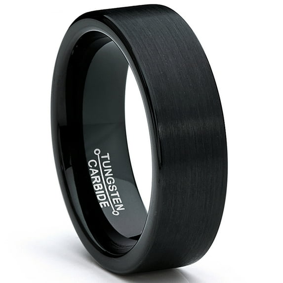 Metal Masters Tungsten Carbide Mens Black Unisex Wedding Band Ring 7mm