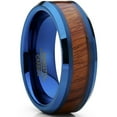 thumbnail image 1 of Metal Masters Tungsten Carbide Mens Blue Brushed Wedding Band Engagement Ring Santos Wood Inlay Comfort-Fit, 1 of 7