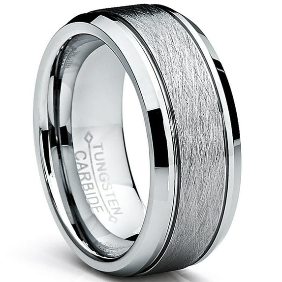 Metal Masters Tungsten Carbide Mens Brushed Center Wedding Band Ring Comfort-Fit 8mm
