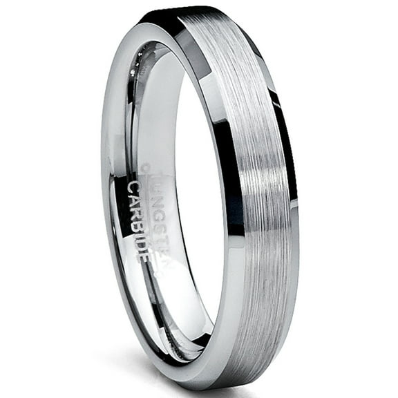 Metal Masters Tungsten Carbide Mens Brushed Wedding Band Anniversary Ring Comfort-Fit 4mm