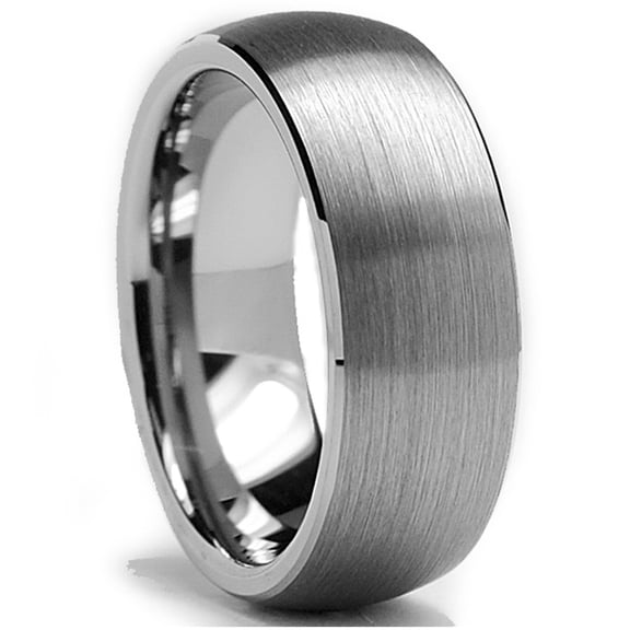 Metal Masters Tungsten Carbide Mens Dome Brushed Wedding Band Comfort-Fit Anniversary Ring 8mm