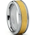 thumbnail image 1 of Metal Masters Tungsten Carbide Mens Goldtone Brushed Textured Center Ring Band 8mm Comfort-Fit, 1 of 6