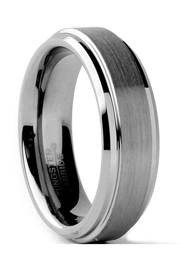 Tungsten Carbide Mens Unisex Wedding Band Ring Comfort-Fit 6mm