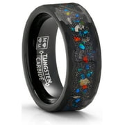 Metal Masters Tungsten Carbide Mens Ring Wedding Band Black Cluster of Stars Meteorite Inlay 8mm Comfort-Fit Black