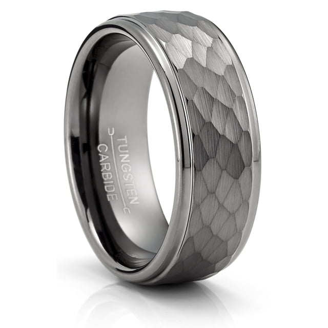 Metal Masters Tungsten Carbide Mens Ring Wedding Band Gunmetal Hammered Metal Masters Tungsten Carbide Mens Ring Wedding Band Gunmetal Hammered