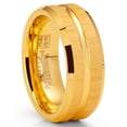 thumbnail image 1 of Metal Masters Mens Tungsten Carbide Ring Brushed Goove Wedding Band Goldtone 8mm, 1 of 5