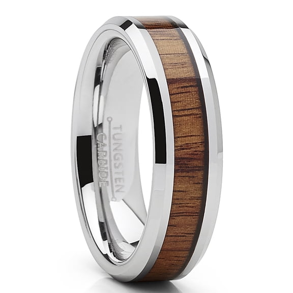 Metal Masters Tungsten Carbide Wedding Band Ring Koa Wood Inlay Mens 6mm 8.5