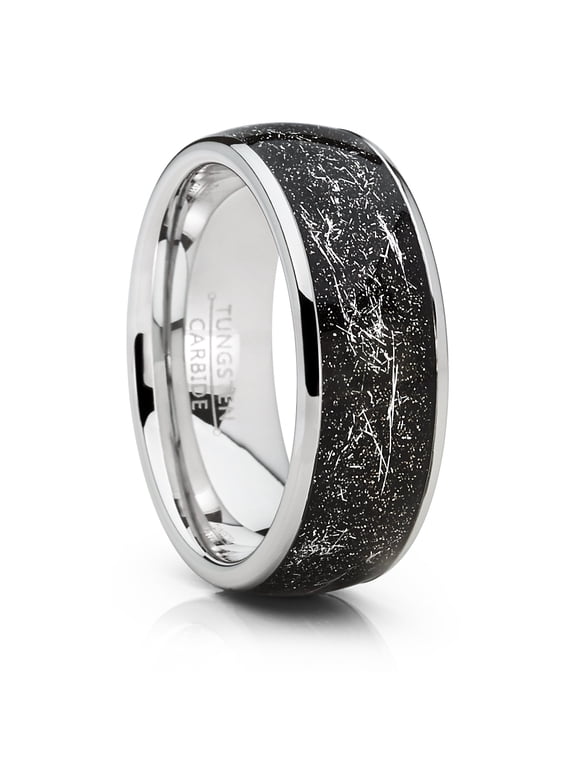 Unisex Mens Tungsten Wedding Band Engagement Ring Star Dust Metallic Shavings 8mm 10