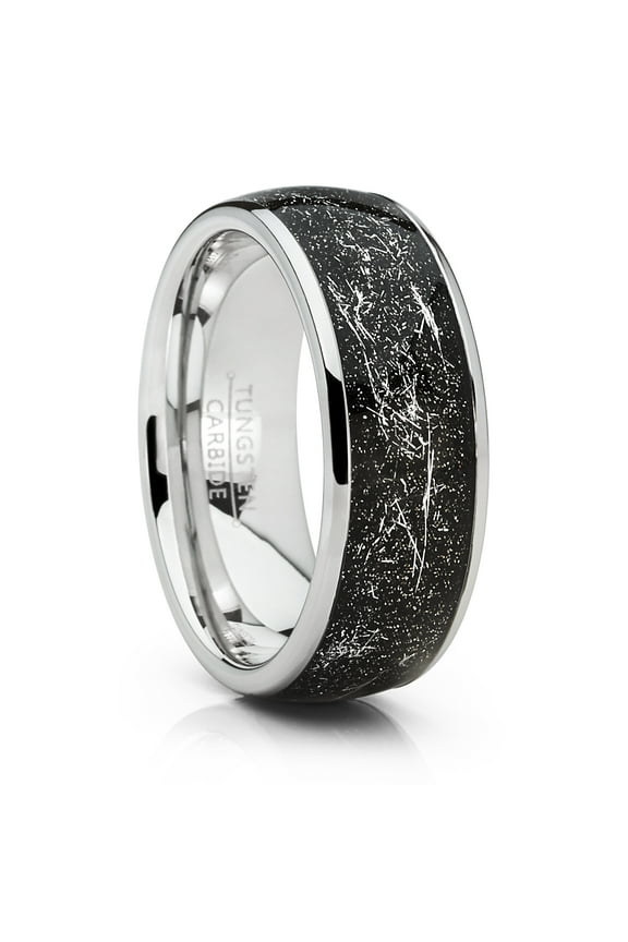 Unisex Mens Tungsten Wedding Band Engagement Ring Star Dust Metallic Shavings 8mm 10