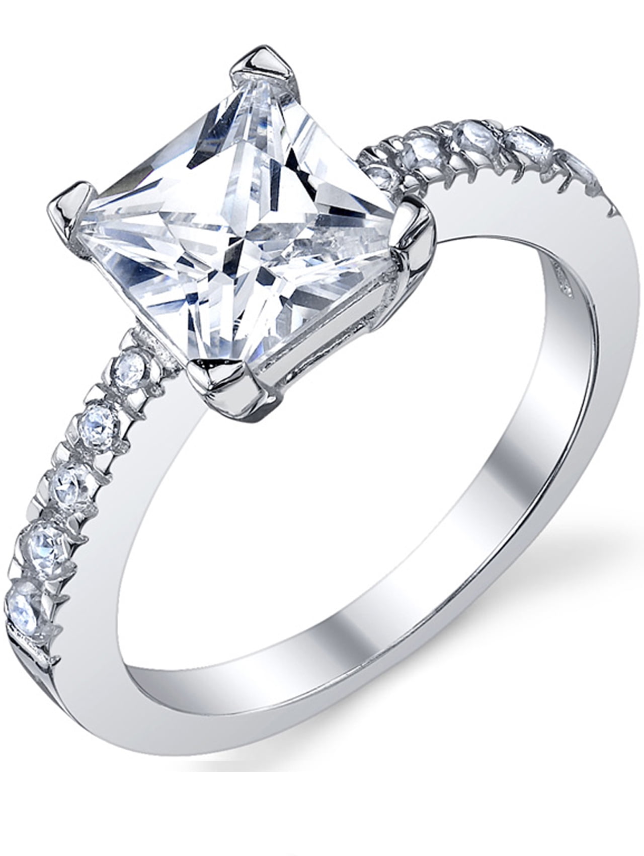 Metal Masters Womens 1.25Ct Princess Cut Cubic Zirconia Sterling Silver 925 Engagement Wedding Ring
