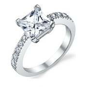 Metal Masters Womens 1.25Ct Princess Cut Cubic Zirconia Sterling Silver 925 Engagement Wedding Ring