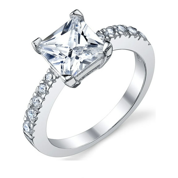 Metal Masters Womens 1.25Ct Princess Cut Cubic Zirconia Sterling Silver 925 Engagement Wedding Ring