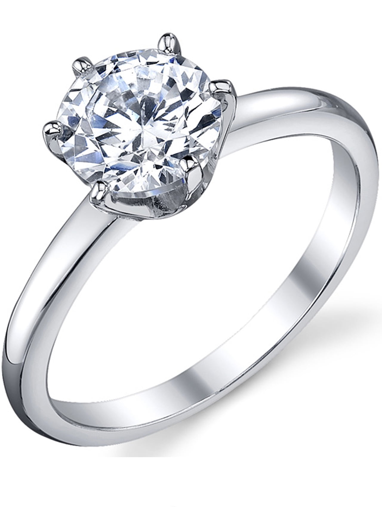 Metal Masters Womens 1.25Ct Round Brilliant Cubic Zirconia Sterling Silver 925 Wedding Engagement Ring 2mm