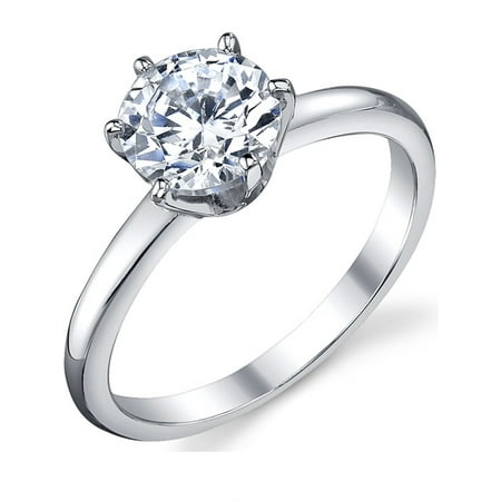 Metal Masters Womens 1.25Ct Round Brilliant Cubic Zirconia Sterling Silver 925 Wedding Engagement Ring 2mm