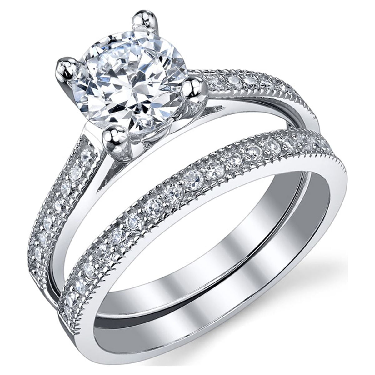 Silver diamond 2024 engagement rings