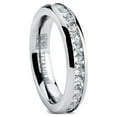 thumbnail image 1 of Metal Masters Womens 3mm High-Polish Princess Cut Ladies Eternity Titanium Ring Wedding Cubic Zirconia, 1 of 6