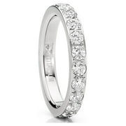 Metal Masters Womens 3mm Ladies Titanium Eternity Engagement Band Wedding Ring Pave-Set Cubic Zirconia