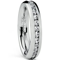Metal Masters Womens 4mm High-Polish Ladies Eternity Titanium Ring Wedding Cubic Zirconia