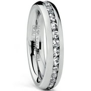 Metal Masters Womens 4mm High-Polish Ladies Eternity Titanium Ring Wedding Cubic Zirconia