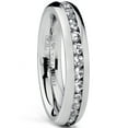 thumbnail image 1 of Metal Masters Womens 4mm High-Polish Ladies Eternity Titanium Ring Wedding Cubic Zirconia, 1 of 7