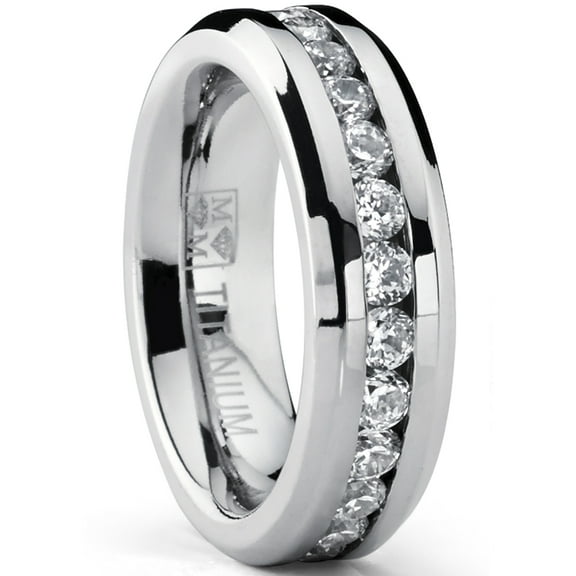 Metal Masters 2.4Ct. Womens 6mm Ladies Eternity Titanium Ring Cubic Zirconia Wedding Cz