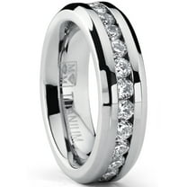 Metal Masters 2.4Ct. Womens 6mm Ladies Eternity Titanium Ring Cubic Zirconia Wedding Cz