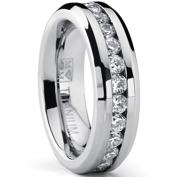 Metal Masters 2.4Ct. Womens 6mm Ladies Eternity Titanium Ring Cubic Zirconia Wedding Cz